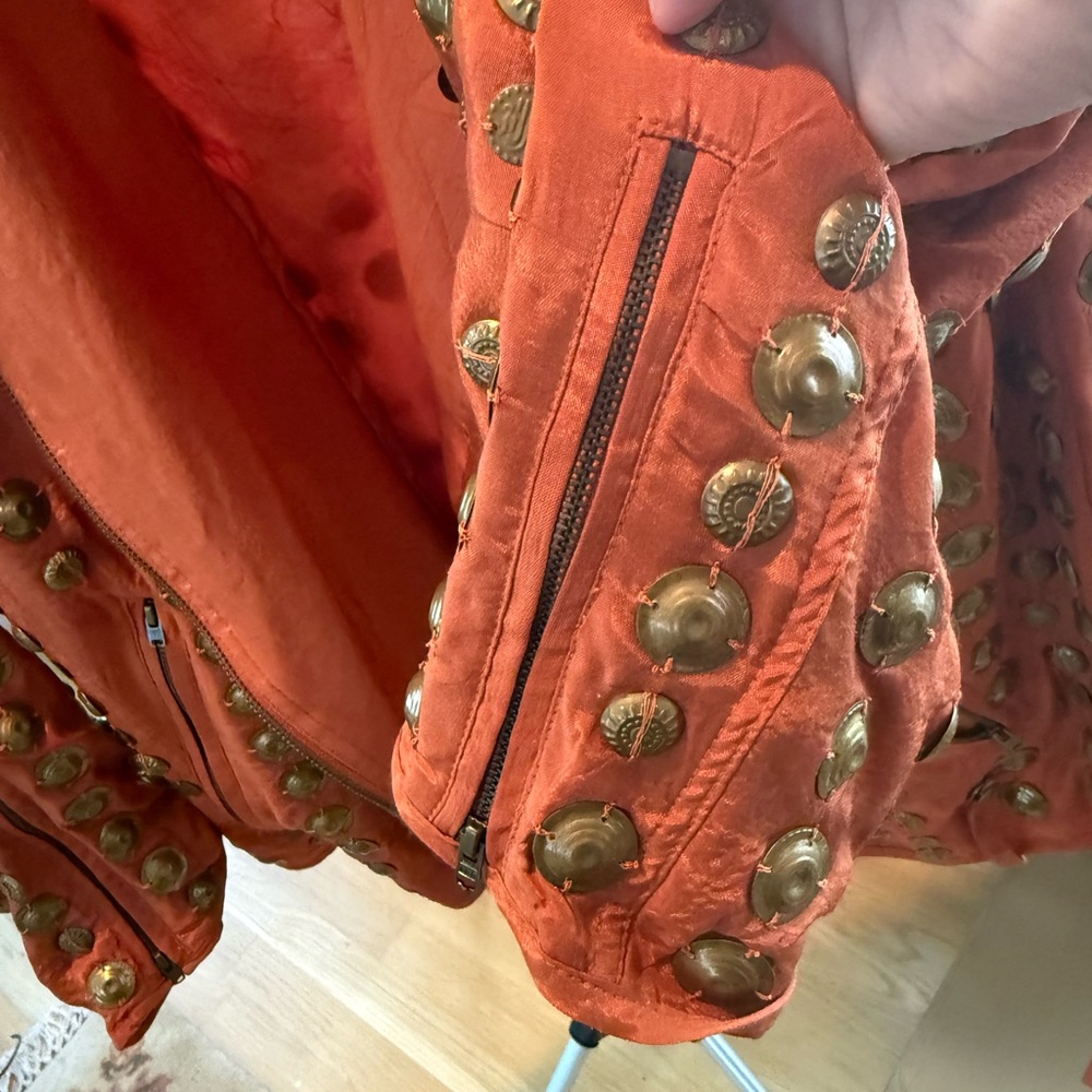 Free People Orange Jacket with Gold Studs - Picture 4 of 6